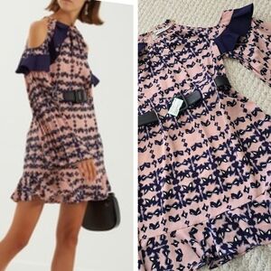 Self-Portrait Cold Shoulder Belted Mini Dress Womens Size 10 Medium UK 14